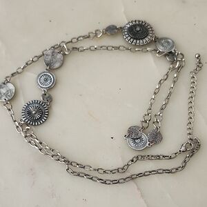 Boho/Concho Style SilverTone Chain Necklace With Decorative, Circular Medallions